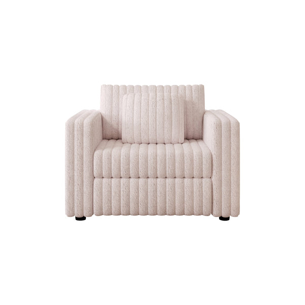 English Elm 44.9" Plush Modular Sofa Single — Removable Zipper Cushions for Easy Washing, Stylish Light Pink Comfort W1767S00014