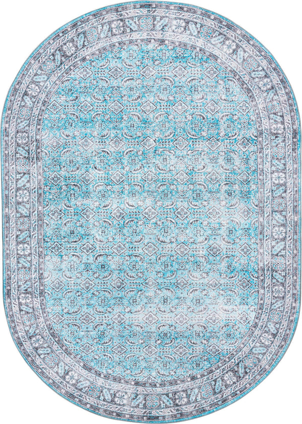 Unique Loom Timeless Matthew Machine Made Overdyed Rug Blue, Black/Ivory 7' 7" x 10' 6"