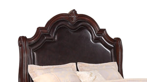 English Elm 1pc Tufted PU Upholstered Headboard with Nailhead Trim Kingly High-Back Panel Bed for Luxurious Bedrooms Espresso 83.5 L x 62.5 W x 12.25 H B2741S00038