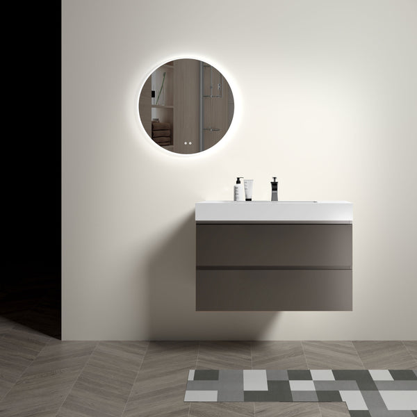 English Elm Alice 36" Gray Wall-Mounted Bathroom Vanity With Pre-Assembled Sink, Stylish Storage & Minimalist Design W1865S00006