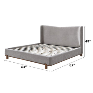 English Elm Melbourne Chenille Upholstered Eastern King Bed with Walnut Legs for Modern Bedroom B2756S00029