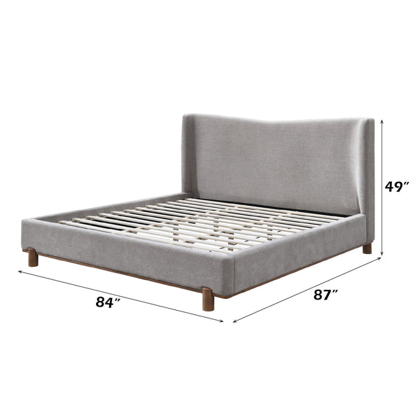 English Elm Melbourne Chenille Upholstered Eastern King Bed with Walnut Legs for Modern Bedroom B2756S00029
