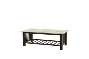 English Elm Modern Faux Marble Top Coffee Table with Antique Finish, Solid Legs & Open Lower Shelf, 47x24x18" Walnut 27 L x 50 W x 6 H B011P395604