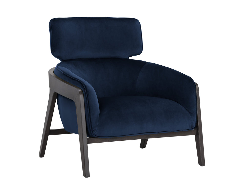 Sunpan Maximus Lounge Chair - Modern Masculine Design with Sculpted Wood Frame for Stylish Comfort and Elegance Metropolis Blue