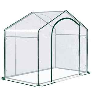 English Elm Outsunny 6' X 3' X 5' Walk-In Greenhouse With Pvc Cover, Zippered Door, Steel Frame For Year-Round Growth W2225P174456-GIGA