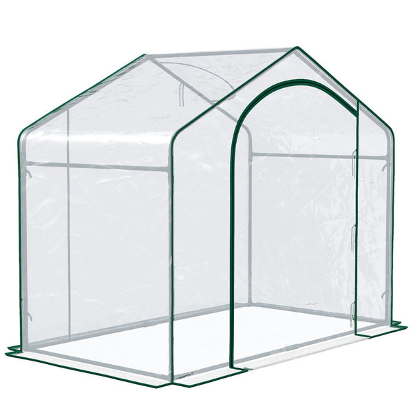 English Elm Outsunny 6' X 3' X 5' Walk-In Greenhouse With Pvc Cover, Zippered Door, Steel Frame For Year-Round Growth W2225P174456-GIGA