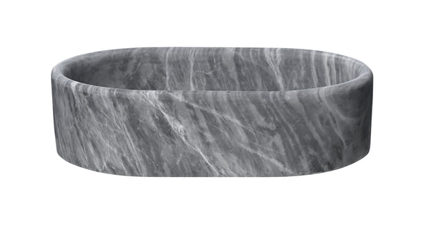 English Elm Carrara Gray Marble Vessel Sink – Semi-Polished Natural Stone, Elegant Design For Luxe Bathrooms W1696P333274