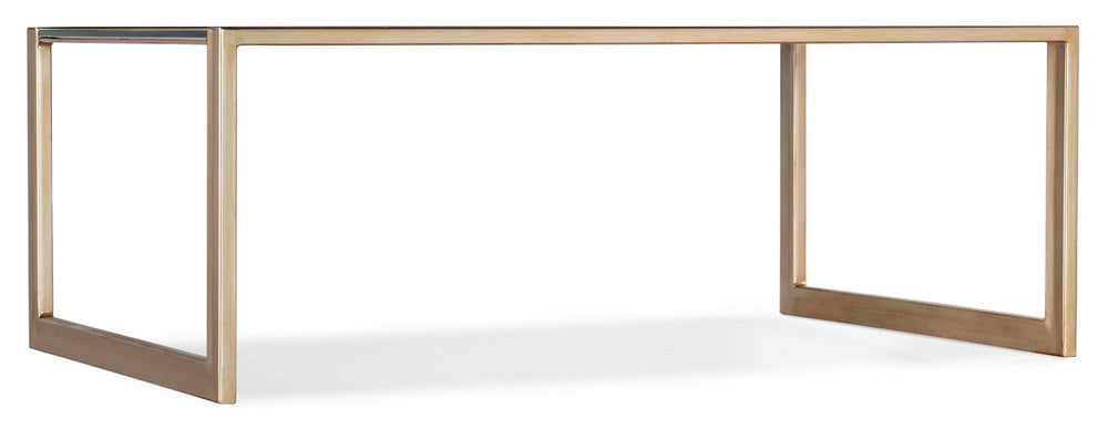 Hooker Furniture Melange Koi Rectangle Cocktail Table With Hand-Painted Gold Koi On Tempered Glass & Champagne Gold Frame 628-80015-647