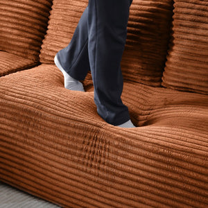 English Elm 105'' Modular Cloud Sectional with Deep Seats Corduroy Upholstery for Living Rooms W1117S00333