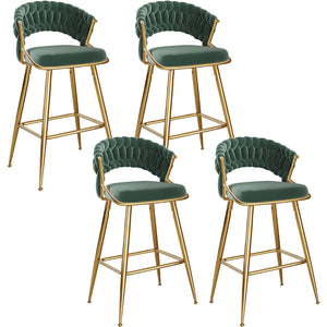 English Elm Counter Height Stools Set of 2 Mid-century Metal Legs Ergonomic Kitchen Island Seating Green T3623P430872
