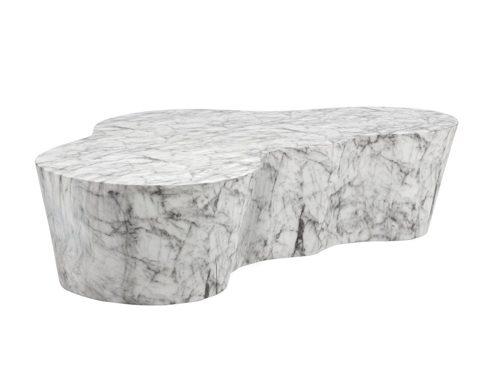 Sunpan Ava Coffee Table - Contemporary Concrete Design with Unique Finish for Modern Living Spaces Marble Look