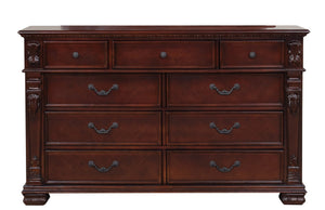 English Elm Lyndon 9-Drawer Dresser with Felt-Lined Top Drawers, Smooth Ball-Bearing Slides, Durable Wood Finish Cherry 69 L x 22 W x 41 H B078P301018