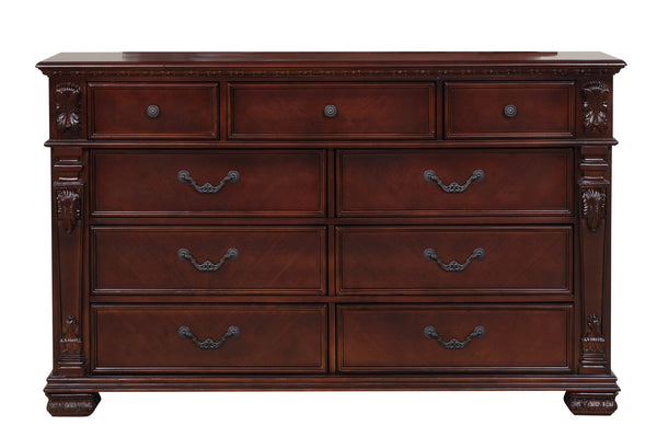 English Elm Lyndon 9-Drawer Dresser with Felt-Lined Top Drawers, Smooth Ball-Bearing Slides, Durable Wood Finish Cherry 69 L x 22 W x 41 H B078P301018