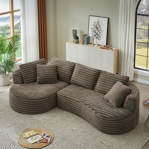 English Elm Modern Curved L-Shape Oversized Luxury Sectional Sofa: Plush Corduroy, No Assembly, Ideal For Any Space W2339S00086