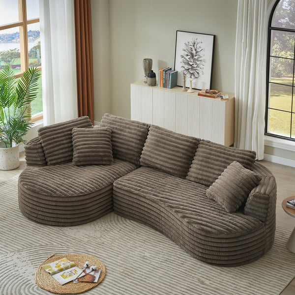 English Elm Modern Curved L-Shape Oversized Luxury Sectional Sofa: Plush Corduroy, No Assembly, Ideal For Any Space W2339S00086