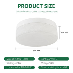 English Elm 12 Inch Led Ceiling Light - 24W Flush Mount Fixture For Modern Bedroom, Living Room & Dining Areas W2312P375014