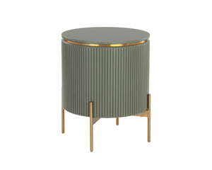 Sunpan PALOMA Sage Green Sculptural End Table with Gold Accents - Modern Elegance for Any Space 110397