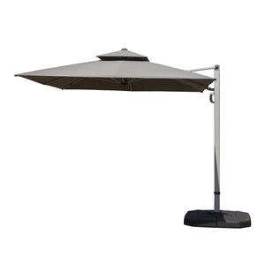 English Elm 9'x 11' Rectangle Cantilever Umbrella with Reinforced 9-Rib Frame, 360° Pedal Rotation, Tilt Adjustment Gray W1859P337791