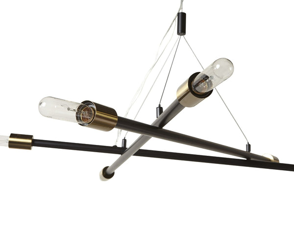 Sunpan KYLO Chandelier - Modern Minimalist Lighting with Black Metal & Brass Accents for Elegant Spaces 106788