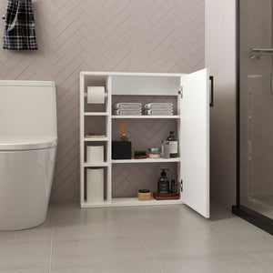 English Elm Medicine Cabinet White 1 Door 7 Shelves – Engineered Wood Bathroom Storage, Durable Sleek Design B097P369426