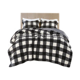 True North by Sleep Philosophy Brooks Lodge/Cabin Print Sherpa Down Alternative Comforter Set TN10-0436 Ivory/Black