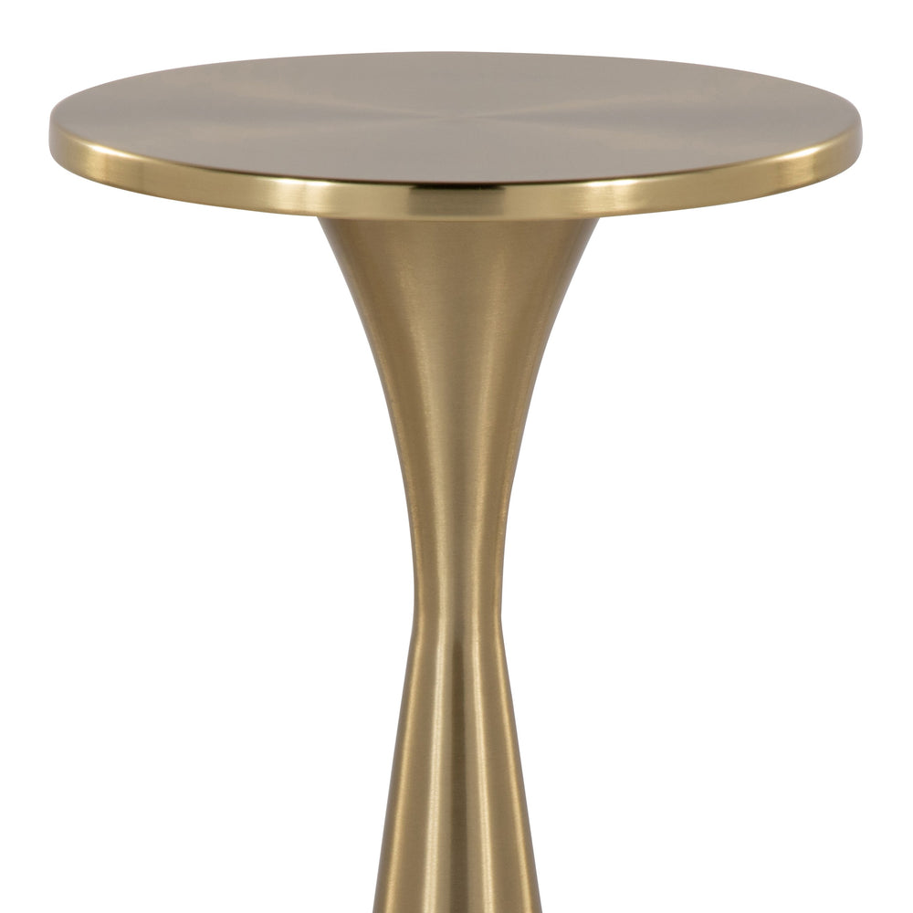 English Elm 22" Hourglass Metal Accent Table Sculptural Brass Finish for Living Room or Lounge B202P223388