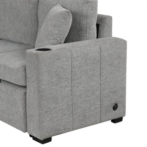 English Elm 101.2" Modular Chenille Sectional Sofa with Tufted Cushions and Deep Seating for Living Room Gray N719S001935E