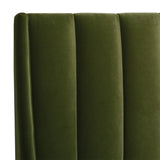 English Elm Aspen Vertical Tufted Headboard Platform Bed Set, King, Olive Green Performance Velvet