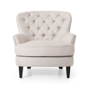 English Elm Christopher Knight Home® - CLUB Plush Fabric Club Chair and Ottoman Set with Birch Legs, Cozy 100% Polyester Upholstery Comfort Wheat 33.75 L x 33.5 W x 29.5 H 67821.00WHEAT