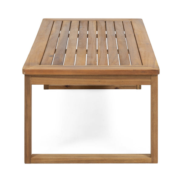 English Elm Christopher Knight Home® - SAMWELL Acacia Wood Outdoor Loveseat and Coffee Table Set with Water-Resistant Cushions, Sleek Slat Design Teak 52.75 L x 33 W x 17.75 H 70137.00BGE