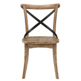 English Elm Rustic Oak Side Chair With Cross Back (Set Of 2)