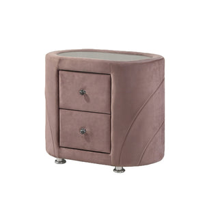 English Elm Velvet Pink Upholstered Nightstand with 2 Drawers on Chrome Tapered Legs — Chic Storage Accent (95) B016P257208