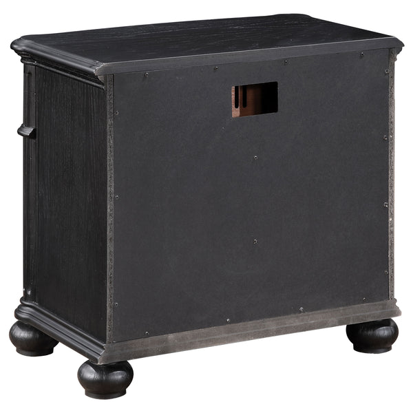 English Elm Taylor Black 3-Drawer Nightstand with Felt-Lined Organizer, Antique Copper Pulls, Sleek Bedroom Storage B062P299900