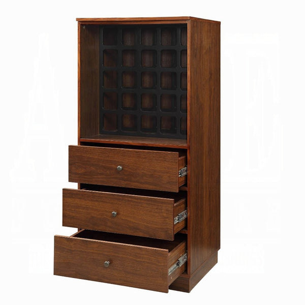 English Elm Walnut Finish Wine Cabinet with 25 Bottle Rack and Three Drawers for Dining Room B062P209332
