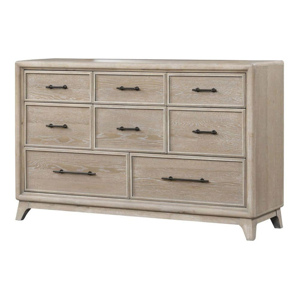 English Elm 1pc Eight Drawer Oak Veneer Dresser Rubberwood Frame Matte Hardware Bedroom Storage B2741P460888
