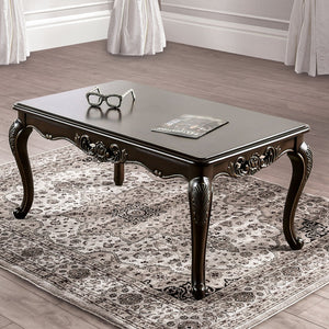 English Elm Coffee Traditional Solid Wood Coffee Table 48"W x 28"D Classic Cabriole Legs Carved Java Finish Elegance B2741P361142