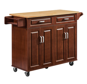 English Elm Mobile Kitchen Island Cart With 2 Drawers