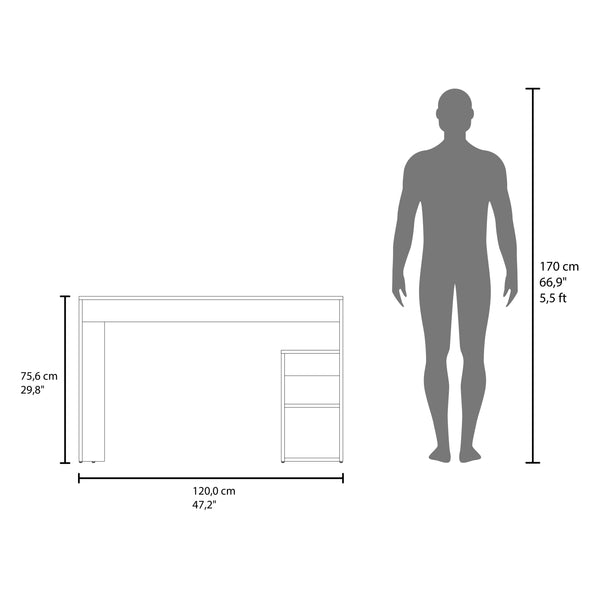 English Elm Computer desk with 3 shelves for home office organization, durable engineered wood, eco-friendly finish Beige 53.15 L x 47.2 W x 3.15 H B097P262378