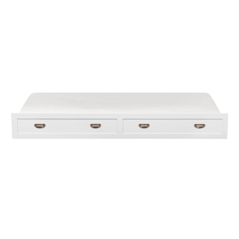 English Elm Gray Engineered Wood Twin Trundle on Casters with Nickel Ring Pulls for Platform Beds White B011P463916