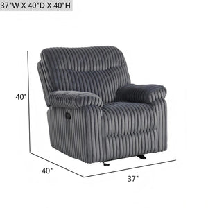 English Elm Comfy Oversized Rocker Recliner with Velvet Upholstery and Chaise Pad Support B078P473036