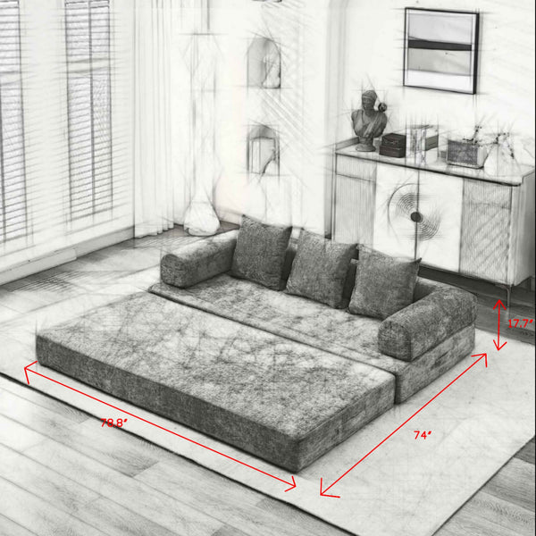 English Elm Comfy Chenille Convertible Folding Mattress Couch Sofa Bed with Armrest, Space-Saving, No Assembly Needed Green W1143P330251