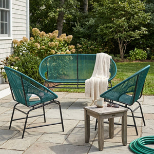 English Elm Nusa Outdoor 3 Piece Pe Rattan Chat Set with Iron Frame for Patio Balcony NUSA3PCSETTEL-N