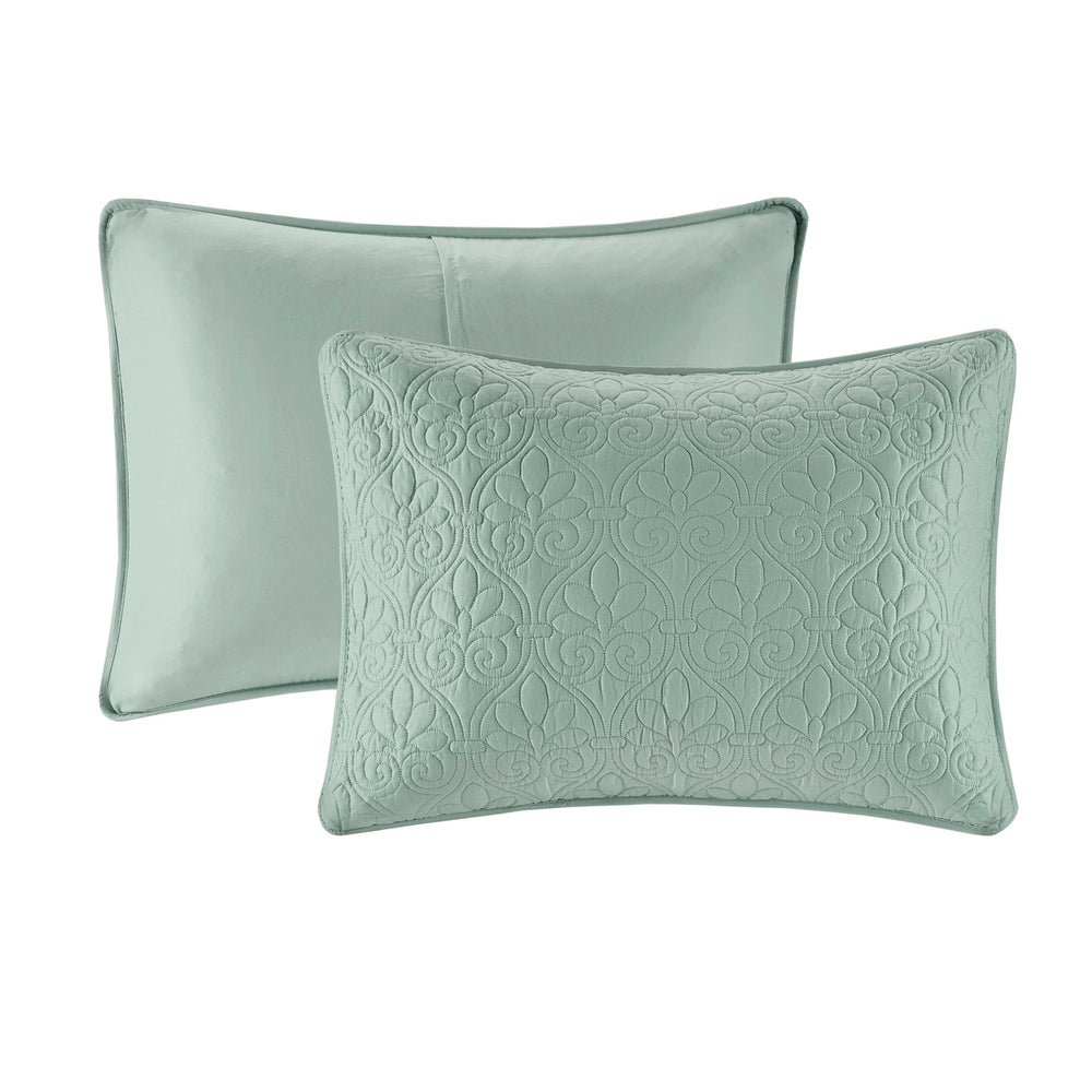 English Elm Reversible Madison Park Quebec Seafoam Twin Bedspread Set – Quilted Cottage Texture, Prewashed Cotton Fill, Antimicrobial Protection B03597549