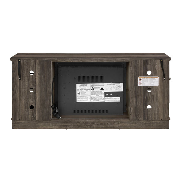 English Elm 58" Modern TV Stand with 18" Electric Fireplace, Faux Stone Mantel, Ample Storage & Cable Management for Living Room Comfort and Style Grey W2275S00027