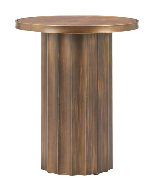 Zuo Modern Afinato Side Table In Rich Brown - Modern Elegance With Burl Veneer Mdf & Steel For Any Space Brown Mdf,Steel 110754-zuo-modern