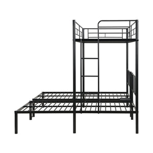 English Elm Twin Triple Bunk Bed - Sturdy Metal Frame With Safety Rail, Vertical Ladder & Storage Shelf For Kids W311S00061-GIGA