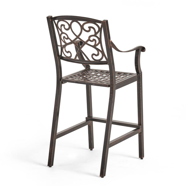 English Elm Christopher Knight Home® - WATERBURY Irene Outdoor 28" Aluminum Barstool Set of 2 – Copper Cast Aluminum, Weather-Resistant Elegance 65143.00