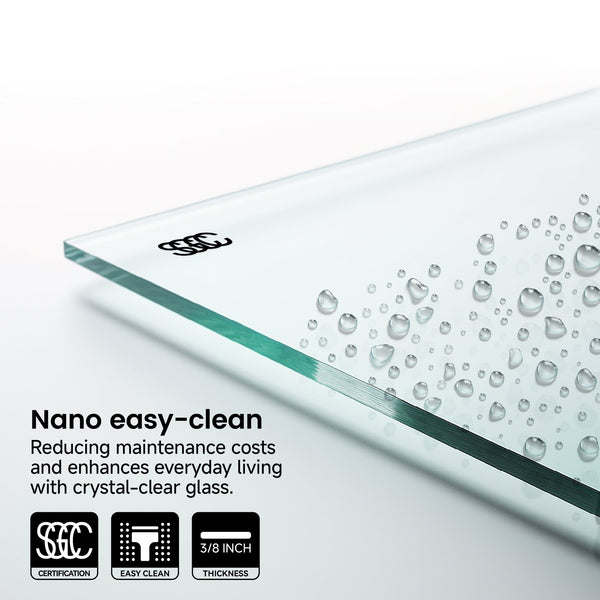English Elm 60*66"Fixed Premium Sliding Shower Door With Clear Tempered Glass & Stainless Steel Hardware, Leak-Proof T3177P320596