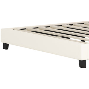 English Elm Full Upholstered Princess Bed with Crown Headboard — Sturdy Full Platform Bed for Girls, 500lb Capacity Cream 58.86 L x 25.98 W x 6.5 H N733P180808K
