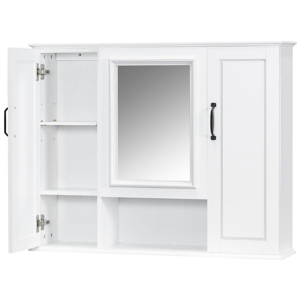 English Elm 36'' Mirror Cabinet with 3 Doors — Wall-Mounted Bathroom Storage Unit, MDF & Pine, Spacious Shelves White N725P346902K